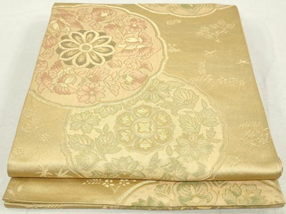 平和屋着物◎六通柄袋帯 花鳥文 金糸 正絹 逸品 DAAU1361qa