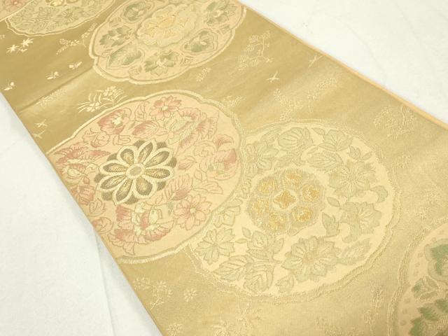 平和屋着物◎六通柄袋帯 花鳥文 金糸 正絹 逸品 DAAU1361qa