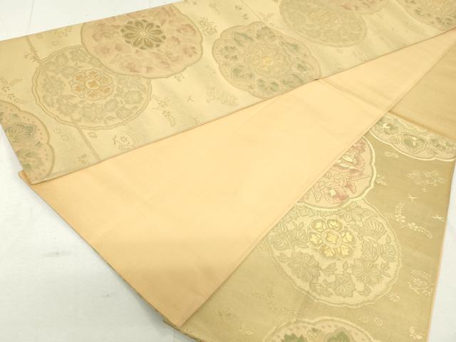 平和屋着物◎六通柄袋帯 花鳥文 金糸 正絹 逸品 DAAU1361qa