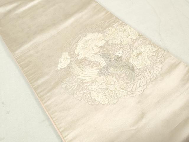 平和屋着物◎中国三大刺繍　相良刺繍　総刺繍　太鼓柄袋帯　花鳥文　銀糸　正絹　逸品　DAAU1371qa