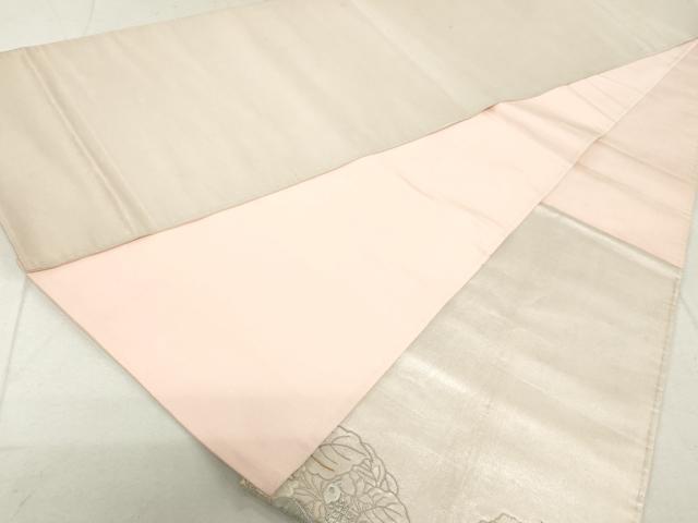 平和屋着物◎中国三大刺繍　相良刺繍　総刺繍　太鼓柄袋帯　花鳥文　銀糸　正絹　逸品　DAAU1371qa