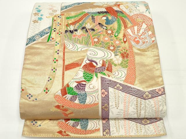平和屋着物◎六通柄袋帯　誰が袖鳳凰花文　金銀糸　正絹　逸品　DAAU1577xg