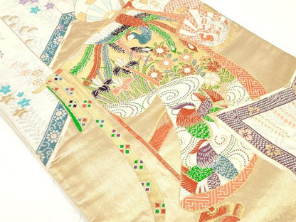 平和屋着物◎六通柄袋帯　誰が袖鳳凰花文　金銀糸　正絹　逸品　DAAU1577xg