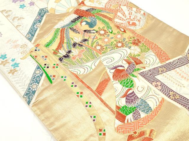 平和屋着物◎六通柄袋帯　誰が袖鳳凰花文　金銀糸　正絹　逸品　DAAU1577xg