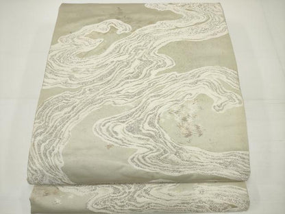 平和屋着物◎西陣 六通柄袋帯 流水文 銀糸 引箔 証紙付き 正絹 逸品 DAAU1581xg