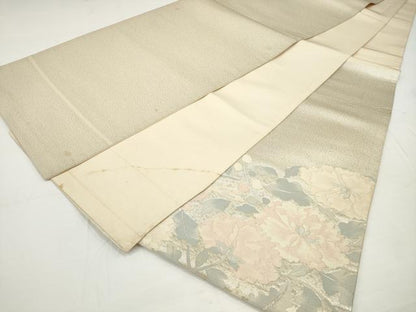 平和屋着物◎太鼓柄袋帯　唐織　花鳥文　銀糸　正絹　逸品　DAAU1587xg
