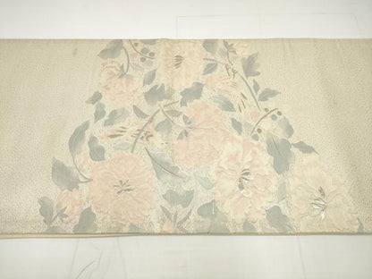 平和屋着物◎太鼓柄袋帯　唐織　花鳥文　銀糸　正絹　逸品　DAAU1587xg