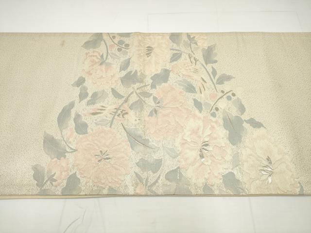 平和屋着物◎太鼓柄袋帯　唐織　花鳥文　銀糸　正絹　逸品　DAAU1587xg