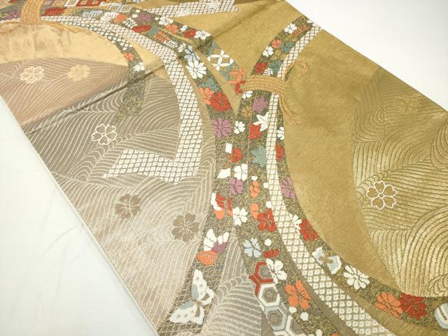 平和屋着物◎六通柄袋帯 束ね熨斗花蝶文 金糸 正絹 逸品 DAAU1589xg