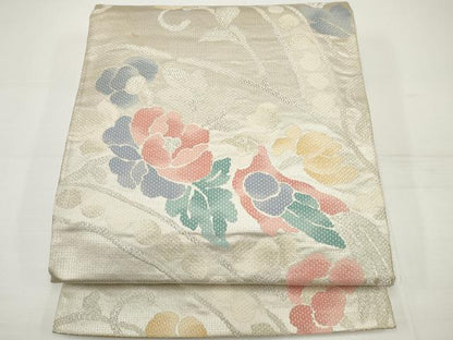 平和屋着物◎六通柄袋帯　花鳥文　金銀糸　正絹　逸品　DAAU1594xg