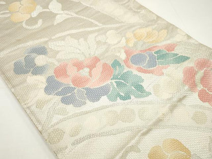 平和屋着物◎六通柄袋帯　花鳥文　金銀糸　正絹　逸品　DAAU1594xg