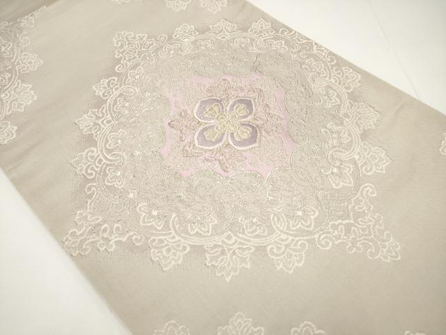 平和屋着物◎六通柄袋帯　唐織　正倉院花文　銀糸　正絹　逸品　DAAU1601xg
