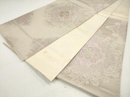 平和屋着物◎六通柄袋帯　唐織　正倉院花文　銀糸　正絹　逸品　DAAU1601xg