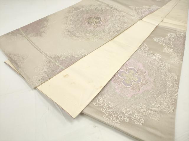 平和屋着物◎六通柄袋帯　唐織　正倉院花文　銀糸　正絹　逸品　DAAU1601xg