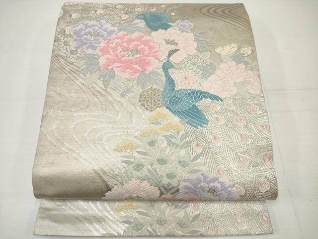 平和屋着物◎六通柄袋帯 唐織 九百錦 正親町雅優文 銀糸 正絹 逸品 DAAU1605xg