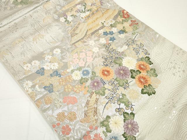 平和屋着物◎六通柄袋帯 唐織 風景文 金銀糸 正絹 逸品 DAAU1606xg