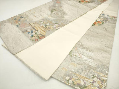 平和屋着物◎六通柄袋帯 唐織 風景文 金銀糸 正絹 逸品 DAAU1606xg