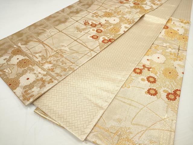 平和屋着物◎佐賀錦 六通柄袋帯 花蝶文 金銀糸 正絹 逸品 DAAU1610xg