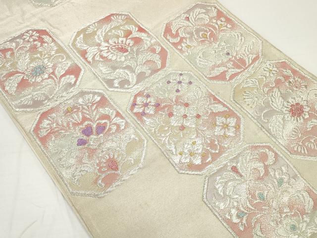 平和屋着物◎六通柄袋帯 更紗花文 金銀糸 正絹 逸品 DAAU1624xg