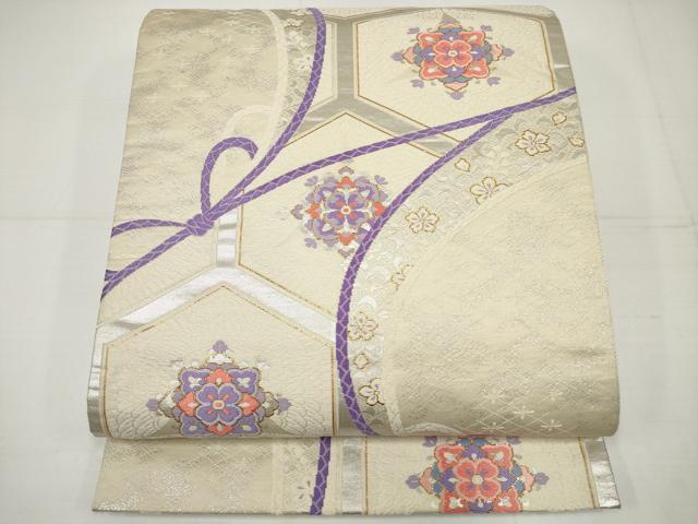 平和屋着物◎六通柄袋帯 唐織 正倉院亀甲花文 金銀糸 正絹 逸品 DAAU1626xg