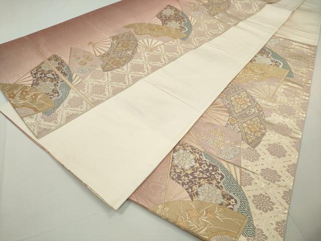 平和屋着物◎六通柄袋帯　扇面草花文　金銀糸　正絹　逸品　DAAU1636xg