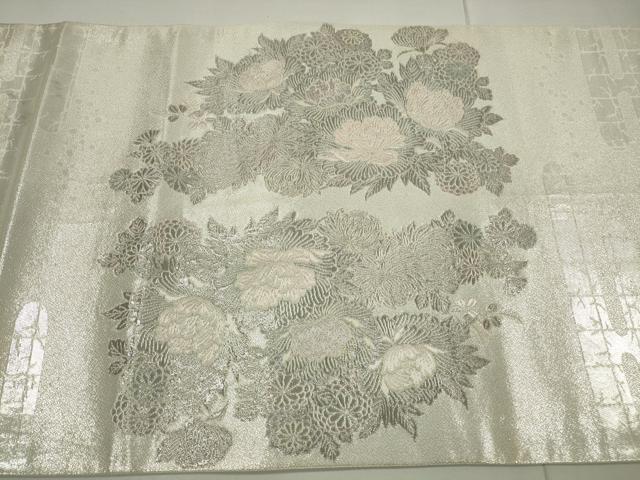 平和屋着物◎太鼓柄袋帯 王朝飾花鳥園図 銀糸 正絹 逸品 DAAU1643xg