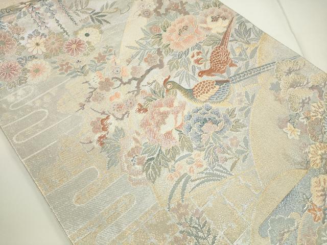 平和屋着物◎佐賀錦 六通柄袋帯 地紙花鳥文 金銀糸 正絹 逸品 DAAU1653xg