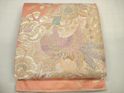 平和屋着物◎六通柄袋帯 唐花孔雀文 金銀糸 正絹 逸品 DAAU1654xg