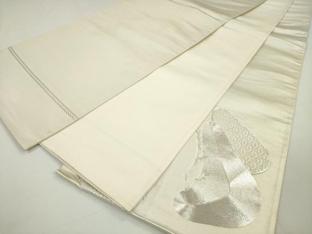 平和屋着物◎太鼓柄袋帯 駒刺繍 総刺繍 立波松文 銀糸 正絹 逸品 DAAU1659xg
