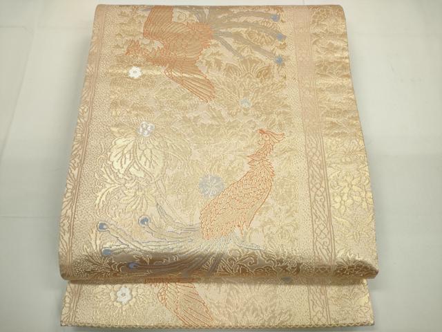 平和屋着物◎六通柄袋帯 唐織 鳳凰更紗花文 金銀糸 正絹 逸品 DAAU1663xg