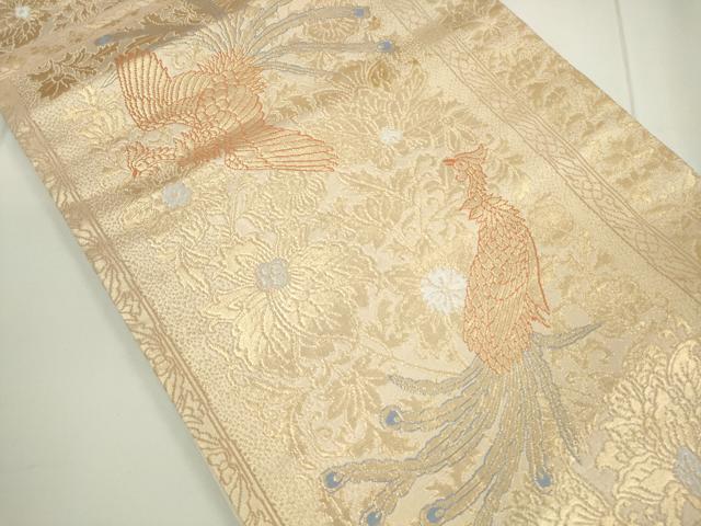 平和屋着物◎六通柄袋帯 唐織 鳳凰更紗花文 金銀糸 正絹 逸品 DAAU1663xg