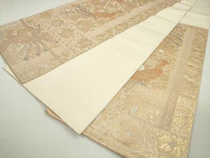 平和屋着物◎六通柄袋帯 唐織 鳳凰更紗花文 金銀糸 正絹 逸品 DAAU1663xg