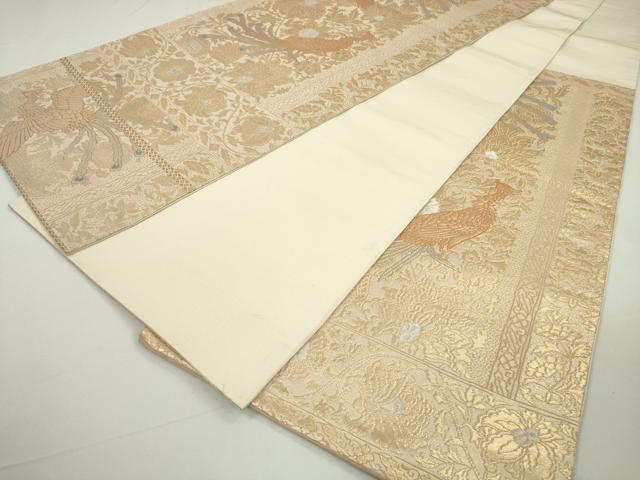 平和屋着物◎六通柄袋帯 唐織 鳳凰更紗花文 金銀糸 正絹 逸品 DAAU1663xg