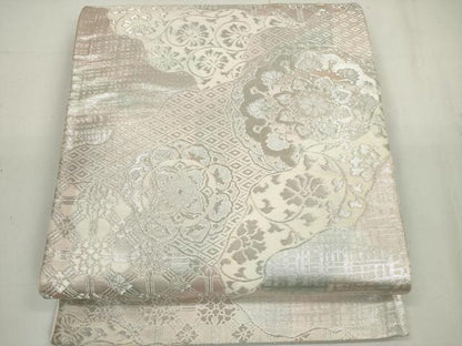 平和屋着物◎西陣 六通柄袋帯 道長正倉院花文 銀糸 正絹 逸品 DAAU1667xg