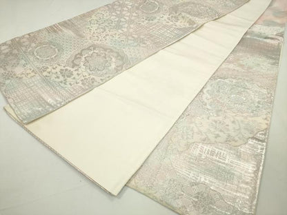 平和屋着物◎西陣 六通柄袋帯 道長正倉院花文 銀糸 正絹 逸品 DAAU1667xg