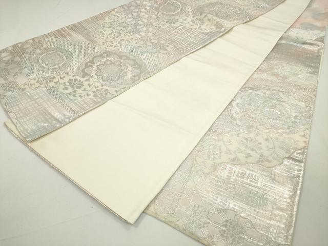平和屋着物◎西陣 六通柄袋帯 道長正倉院花文 銀糸 正絹 逸品 DAAU1667xg