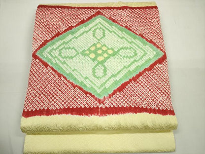 平和屋着物◎九寸開き名古屋帯　絞り　菱文　正絹　逸品　DAAU1673xg