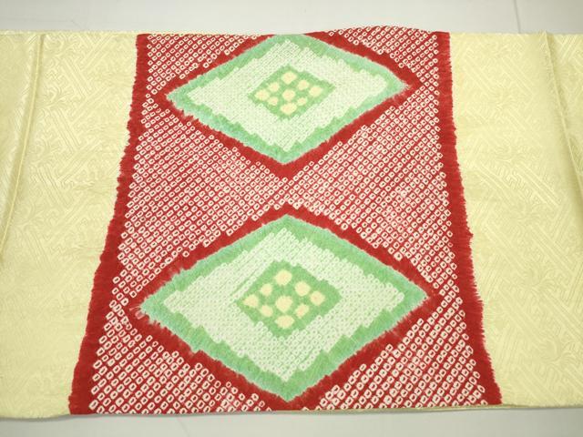 平和屋着物◎九寸開き名古屋帯　絞り　菱文　正絹　逸品　DAAU1673xg