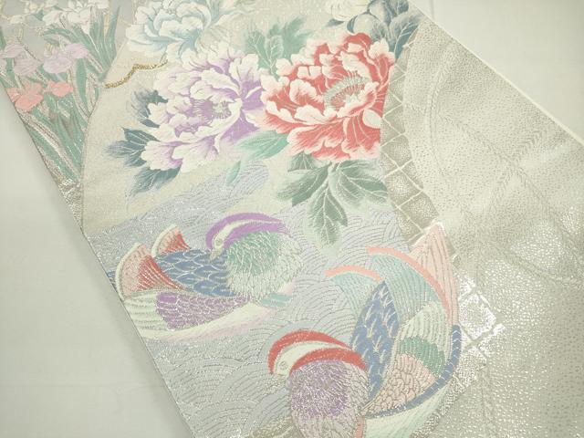 平和屋着物◎六通柄袋帯 唐織 鴛鴦花文 金銀糸 正絹 逸品 DAAU1682xg