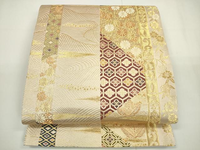 平和屋着物◎六通柄袋帯 唐織 吉祥花間道 金糸 正絹 逸品 DAAU1685xg