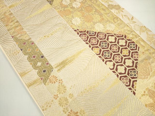 平和屋着物◎六通柄袋帯 唐織 吉祥花間道 金糸 正絹 逸品 DAAU1685xg