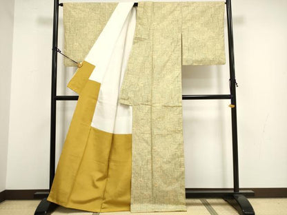 平和屋着物■上質な紬　幾何学文　正絹　逸品　DAAU1811xg