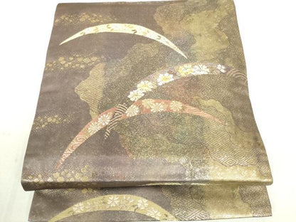 平和屋着物◎六通柄京袋帯 道長花芝文 金糸 正絹 逸品 DAAU1815xg