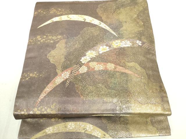 平和屋着物◎六通柄京袋帯 道長花芝文 金糸 正絹 逸品 DAAU1815xg