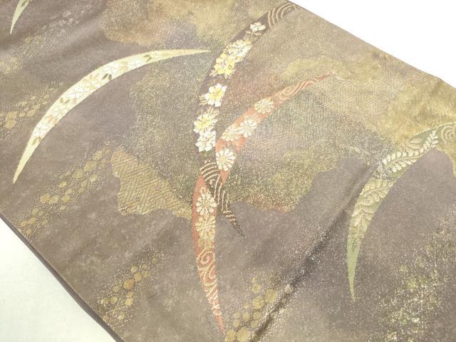 平和屋着物◎六通柄京袋帯 道長花芝文 金糸 正絹 逸品 DAAU1815xg