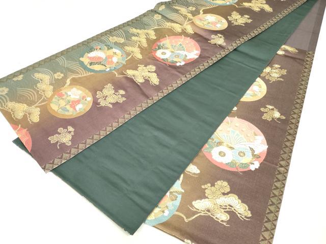 平和屋着物◎六通柄袋帯　唐織　花蝶丸文　金糸　正絹　逸品　DAAU1824xg