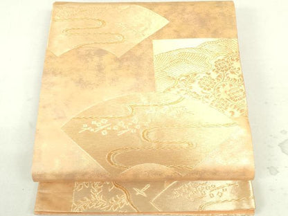 平和屋着物◎六通柄袋帯 地紙風景文 金糸 正絹 逸品 DAAU1825xg