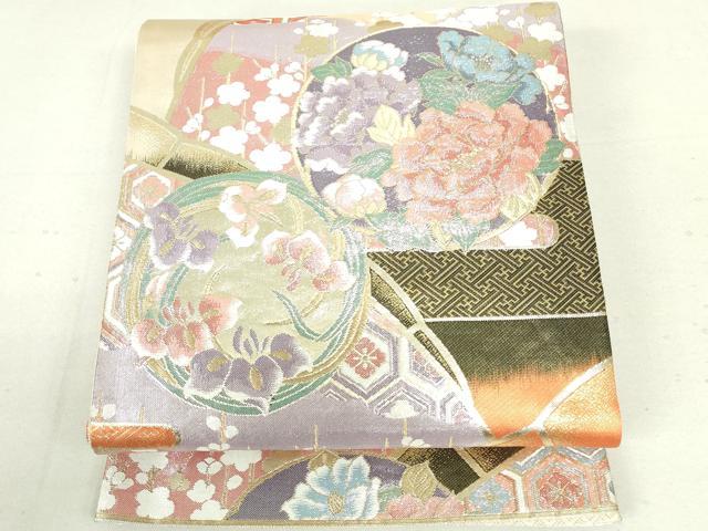 平和屋着物◎九百佐賀錦　六通柄袋帯　慶長　花丸文　金銀糸　正絹　逸品　DAAU1835xg