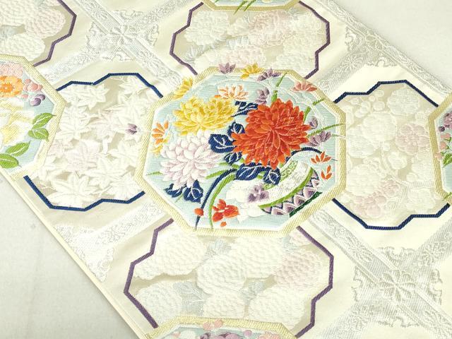 平和屋着物◎六通柄袋帯 唐織 天井飾花文 金銀糸 正絹 逸品 DAAU1844xg