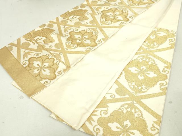 平和屋着物◎六通柄袋帯　松川菱花蝶文　金糸　正絹　逸品　DAAU1846xg